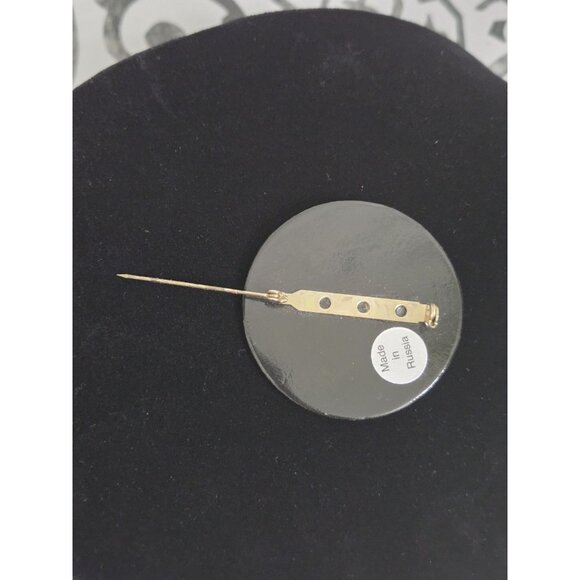 Vintage Hand-Painted Russian Lacquer Floral Folk Brooch Pin Rose Christmas - Picture 6 of 7